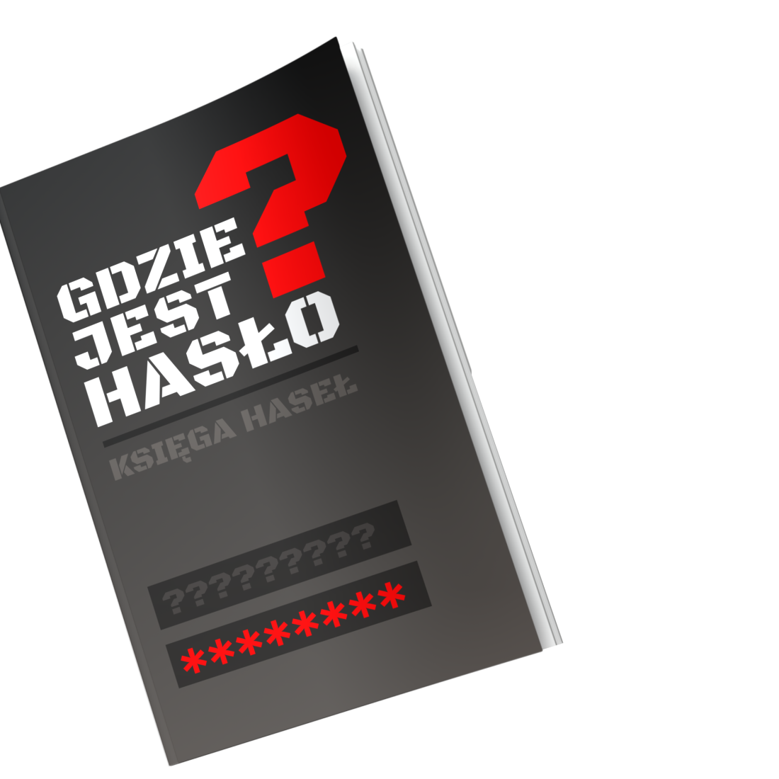 Czarna okładka książki „Gdzie Jest Hasło – Księga Haseł” 6x9 cali, 100 stron, wersja offline
