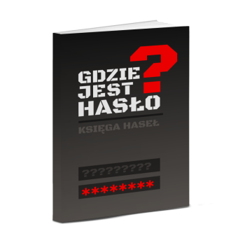 Okładka książki Gdzie Jest Hasło – Księga Haseł, edycja 3D, czarna z czerwonym znakiem zapytania